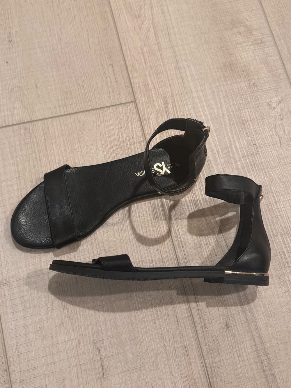 Yosi Samra Black Leather Ankle Sandal